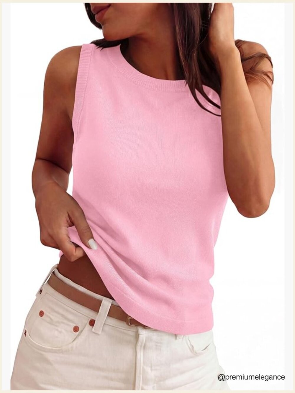 Sleeveless Ribbed Knit Tank Top Business Casual Work Shirt Blouse
